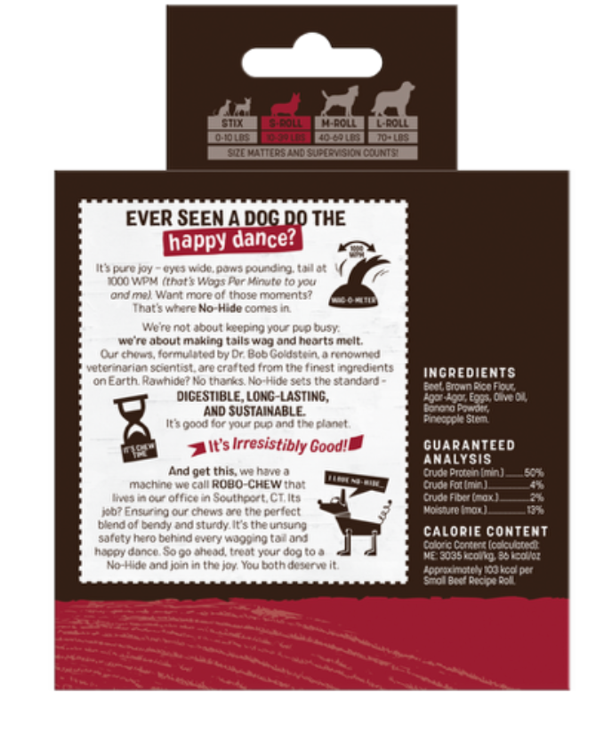 Earth Animal No Hide Rolls Value Box Small BEEF 6 Pack
