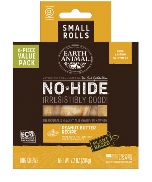 Earth Animal No Hide Rolls Value Box Small PEANUT BUTTER 6 Pack
