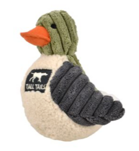 Tall Tails Dog Toy Corduroy Duckling w/ Squeaker Sage & Cream 5"
