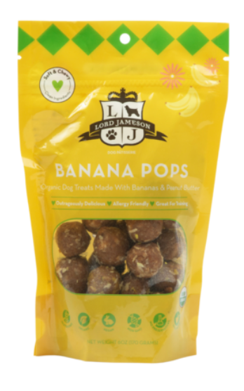 Lord Jameson Dog Treat Organic Banana Pops Banana, PB, & Chia Seeds