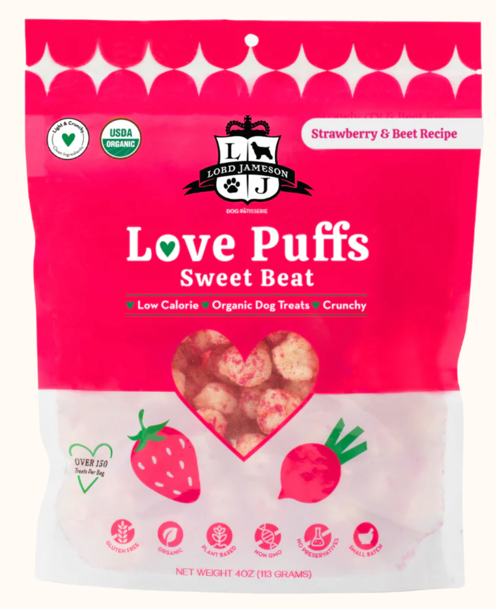 Lord Jameson Dog Treat Organic Love Puffs Sweet Beat