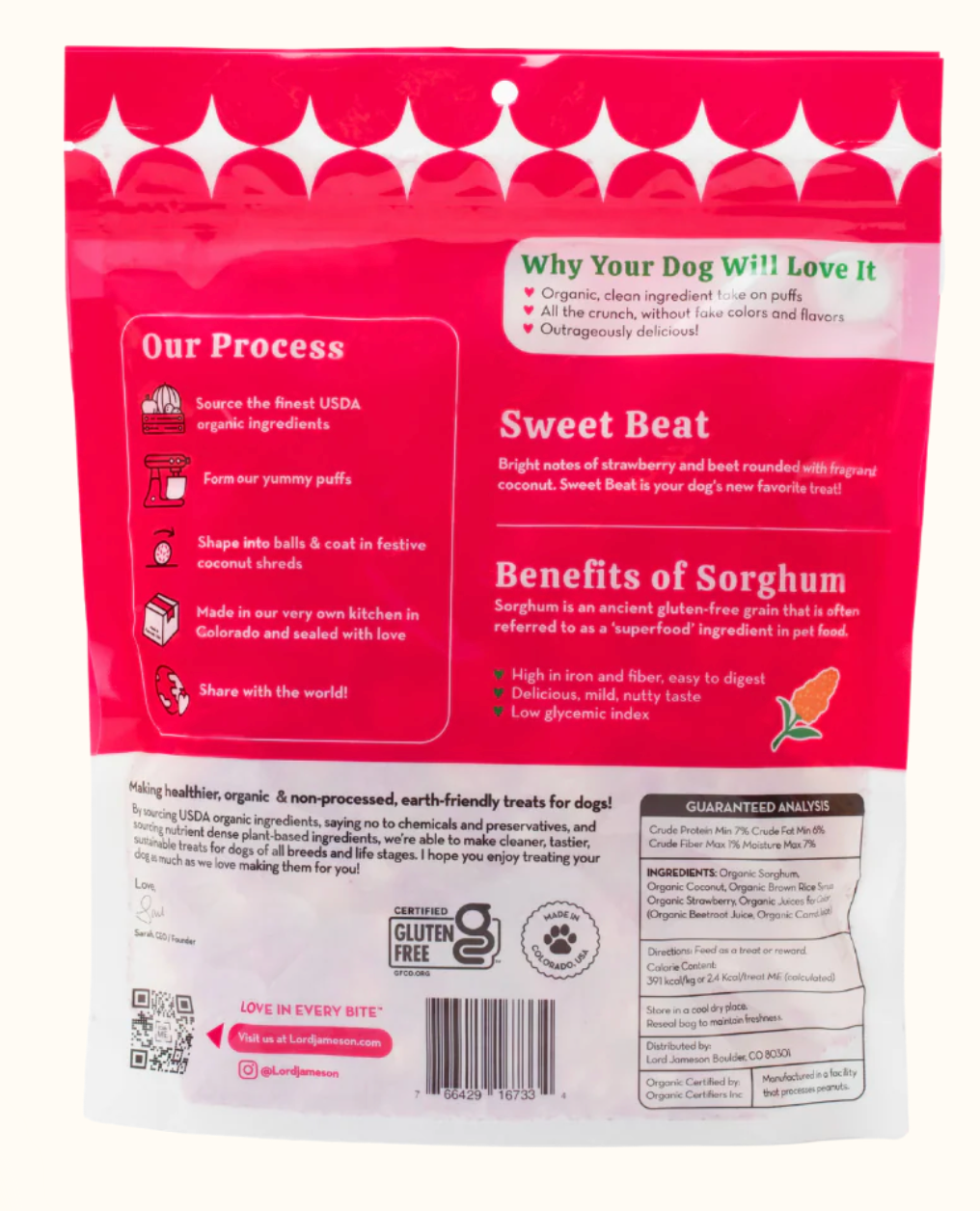 Lord Jameson Dog Treat Organic Love Puffs Sweet Beat