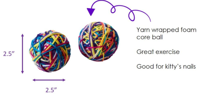 Ethical Cat Toy Sew Much Fun Yarn Balls 2.5"