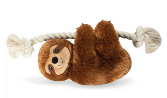 Fringe Studio Dog Toy Brown Sloth On A Rope Plush